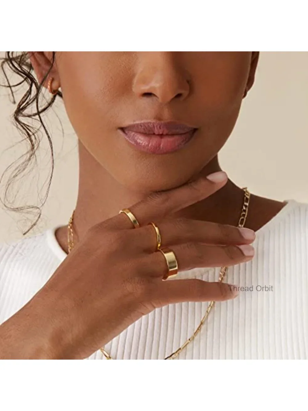 18K Gold Plated Stacking Ring Set for Women - 3 Rings